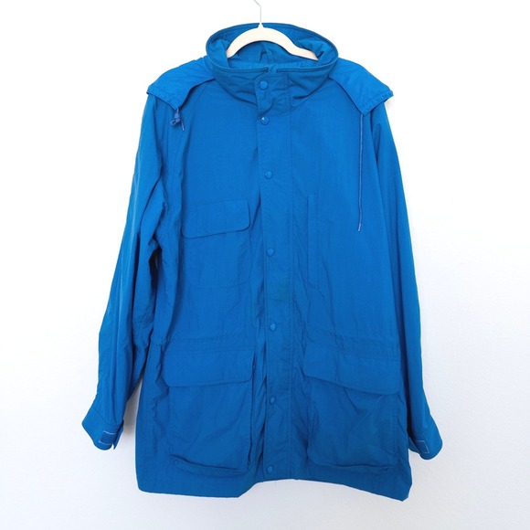 Eddie Bauer Other - VTG Eddie Bauer Mens Jacket Size L Blue Hooded Raincoat Outdoor Gorpcore Utility